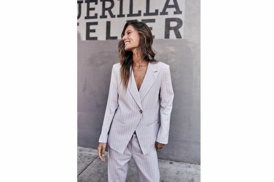 Jackets & Blazers | Freeman T Porter Bernie Hiroshi Stripped Oversize Blazer Woman, Lilac