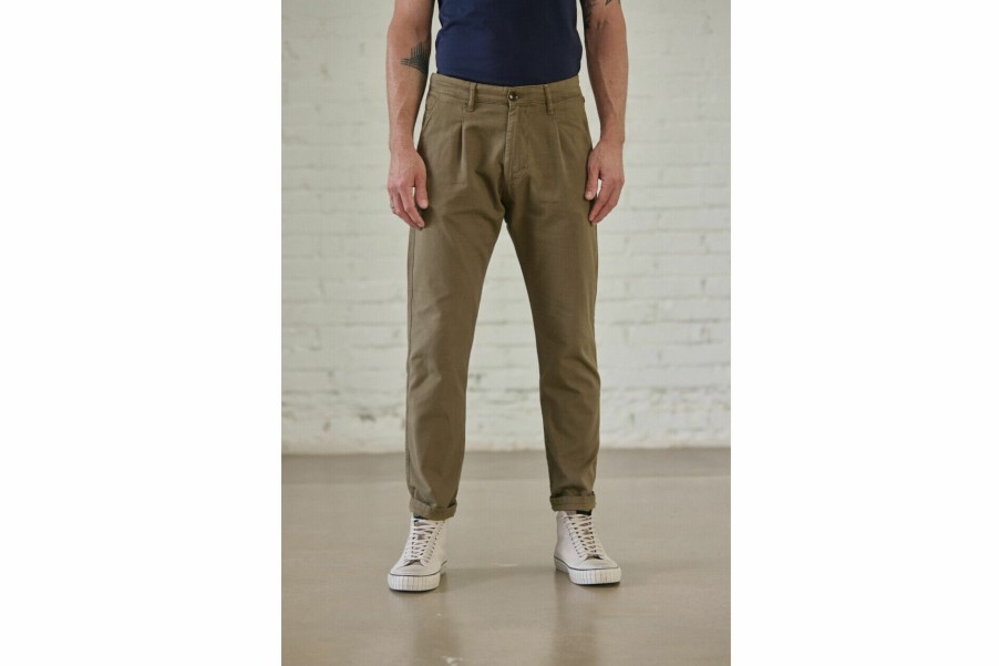 Canvas Pants | Freeman T Porter Bruce Aras Chino Pants Man, Dusky Green