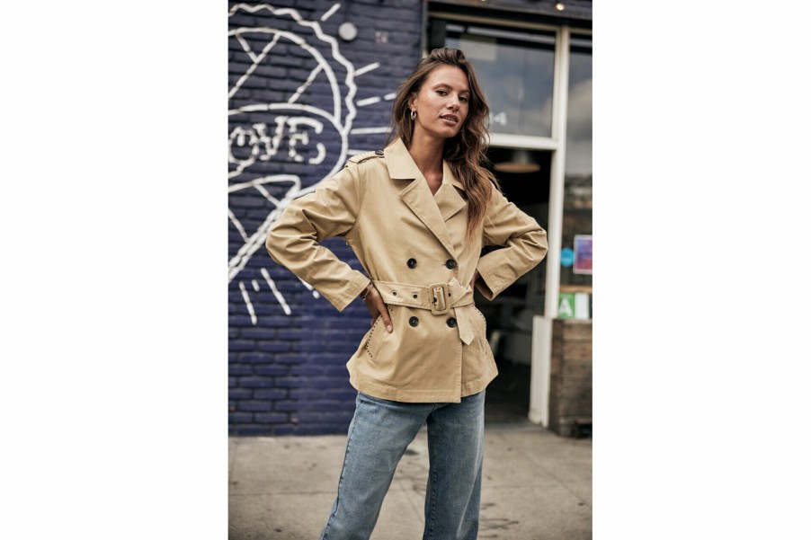 Jackets & Blazers | Freeman T Porter Valencia Short Trench-Coat Woman, Beige