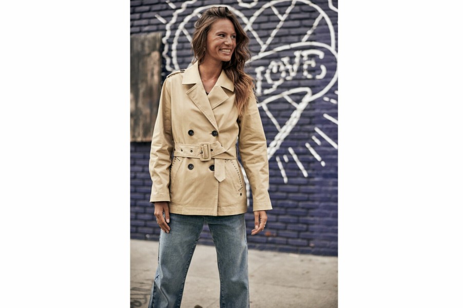 Jackets & Blazers | Freeman T Porter Valencia Short Trench-Coat Woman, Beige