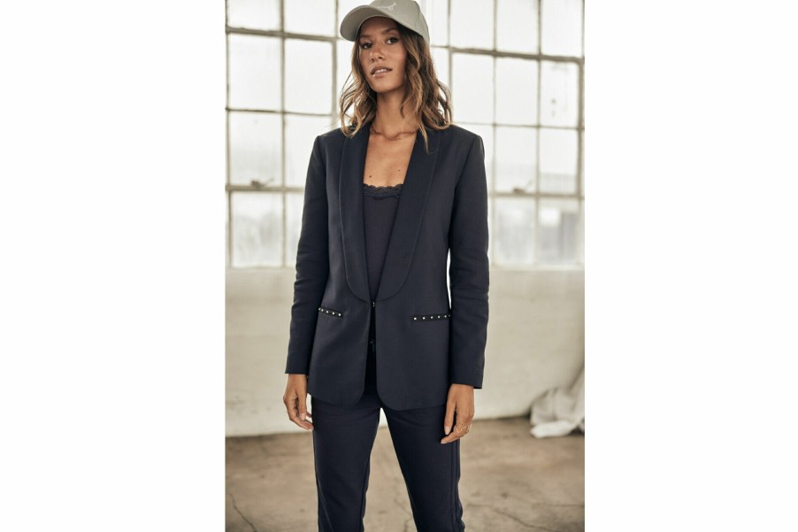 Jackets & Blazers | Freeman T Porter Stessy Polyneo Fitted Blazer Tuxedo Woman, Storm