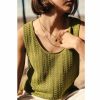 Knitwear | Freeman T Porter Dulcia Pointelle Straight Tank Top Woman, Moss