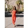 Dresses & Skirts | Freeman T Porter Rita Blurred Flowers Long Wrap Dress Woman, Tangerine Tango