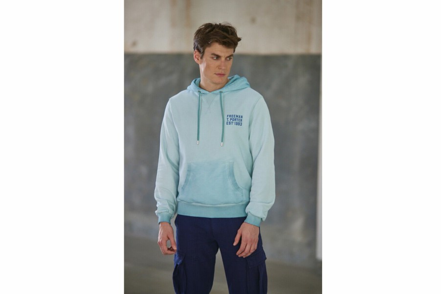 Knitwear & Sweatshirts | Freeman T Porter Nohan Chillout Loose Hoodie Man, Blue Sky