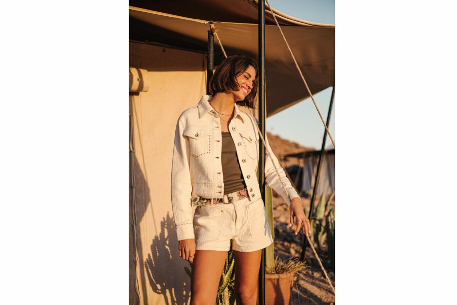 Jackets & Blazers | Freeman T Porter Olena Downy Denim Jacket Woman, Antique White