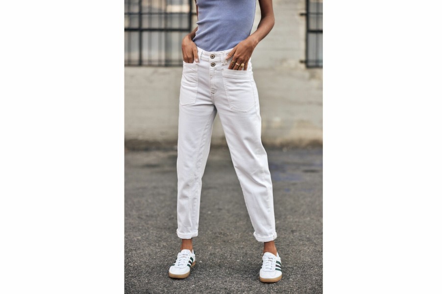 High Waist | Freeman T Porter Edita Andalousia High Waisted Pants Woman, Off White