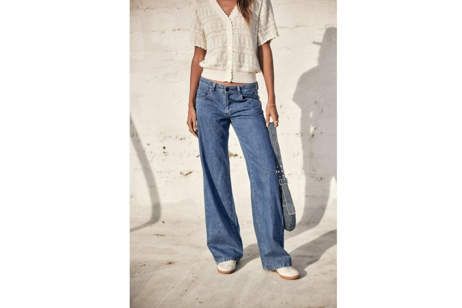 Trends | Freeman T Porter Agatha Denim Wide Leg Jeans Woman, Manzana Med