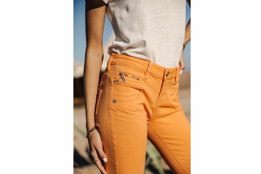 Colored Pants | Freeman T Porter Alexa Cropped New Magic Color Colored Pants Woman, Tangerine Tango