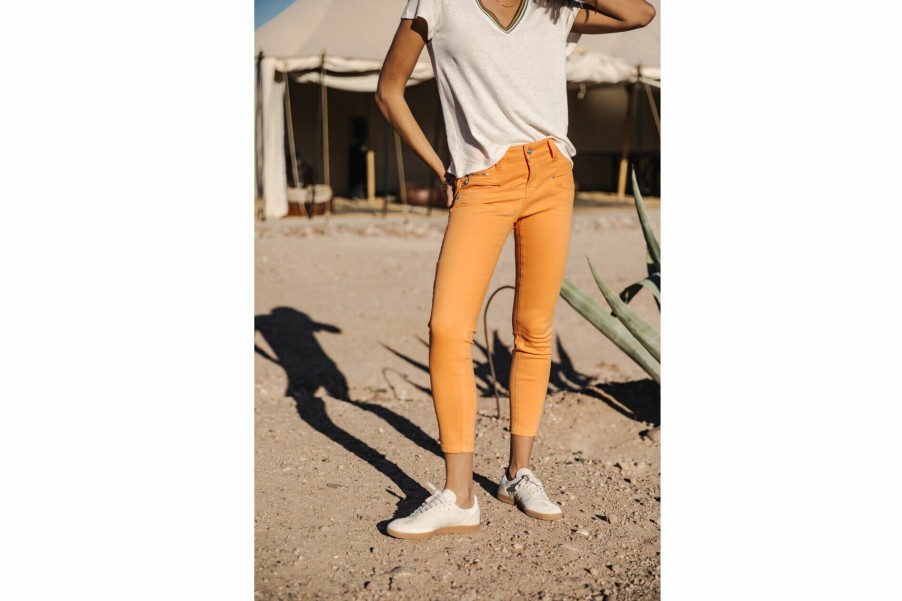 Colored Pants | Freeman T Porter Alexa Cropped New Magic Color Colored Pants Woman, Tangerine Tango