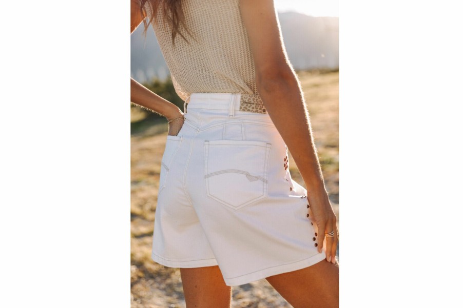 Shorts | Freeman T Porter Judy Andalousia Wide-Leg Shorts Woman, Off White