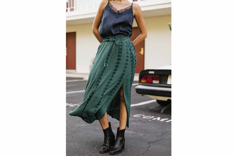 Dresses & Skirts | Freeman T Porter Joya Tie & Dye Midi Slit Skirt Woman, Mallard Green