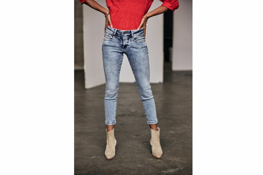 High Waist | Freeman T Porter Anae Skinny Cropped Jeans Woman, Boceano