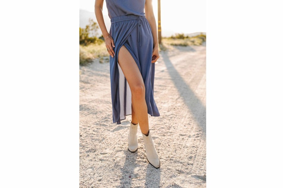 Dresses & Skirts | Freeman T Porter Jamily Plain Long Asymmetrical Skirt Woman, Vintage Blue