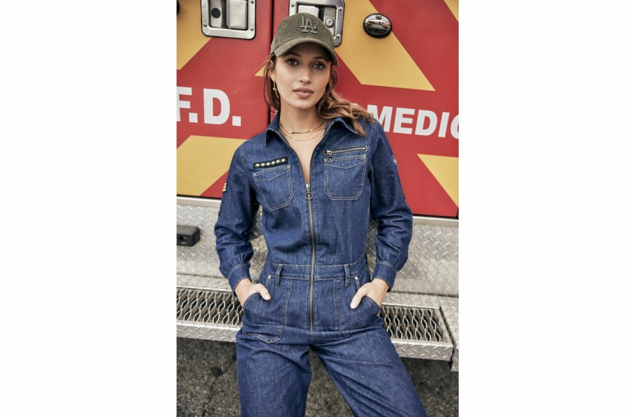 Jumpsuits & Overalls | Freeman T Porter Garance Denim Long Sleeve Jumpsuit Woman, Manzana Dark