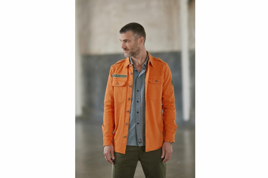 Jackets | Freeman T Porter Raven Scrapper Straight Military Jacket Man, Tangerine Tango