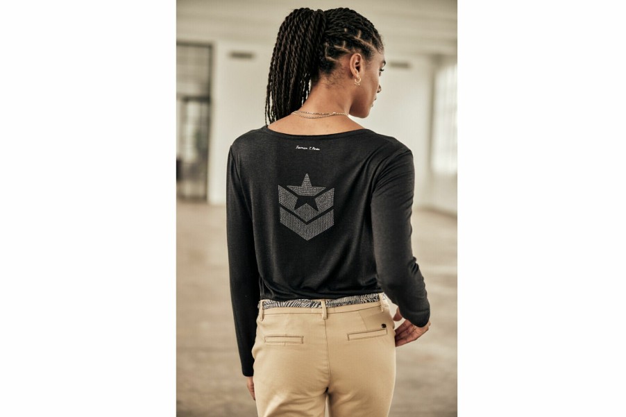 T-Shirts | Freeman T Porter Torina Icon Long Sleeve T-Shirt Woman, Black