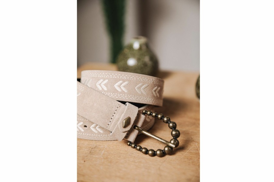 Belts | Freeman T Porter Kalani Embroidery Leather Belt Woman, Natural