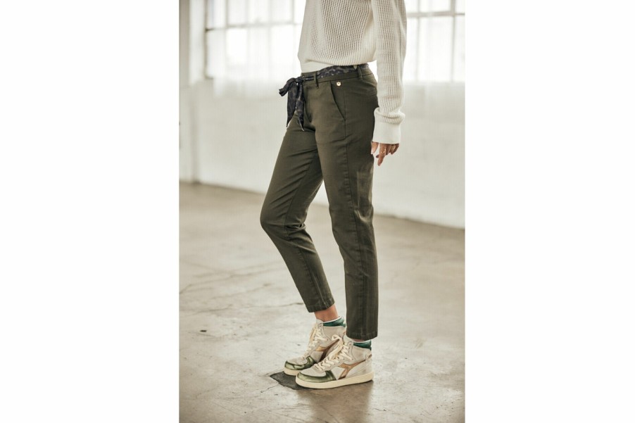 Colored Pants | Freeman T Porter Claudia Felicita Chino Pants Woman, Forest Night