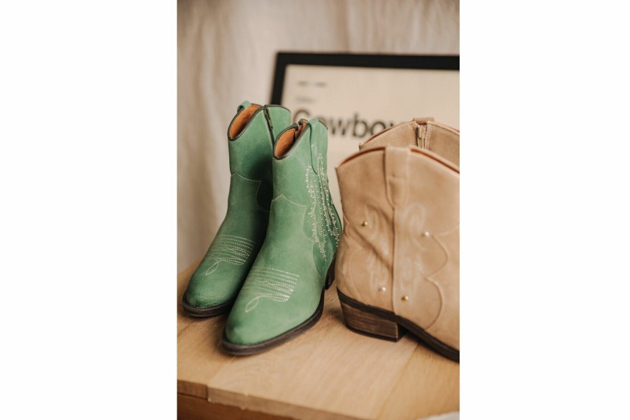 Shoes | Freeman T Porter Laurene Suede Leather Boots Woman, Sage Green