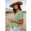 T-Shirts | Freeman T Porter Tobby Fancy V-Neck T-Shirt Woman, Loden Frost