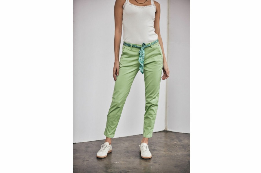 Colored Pants | Freeman T Porter Claudia Felicita Chino Pants Woman, Quiet Green