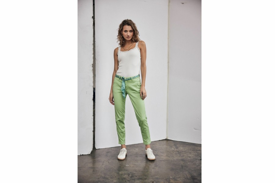 Colored Pants | Freeman T Porter Claudia Felicita Chino Pants Woman, Quiet Green