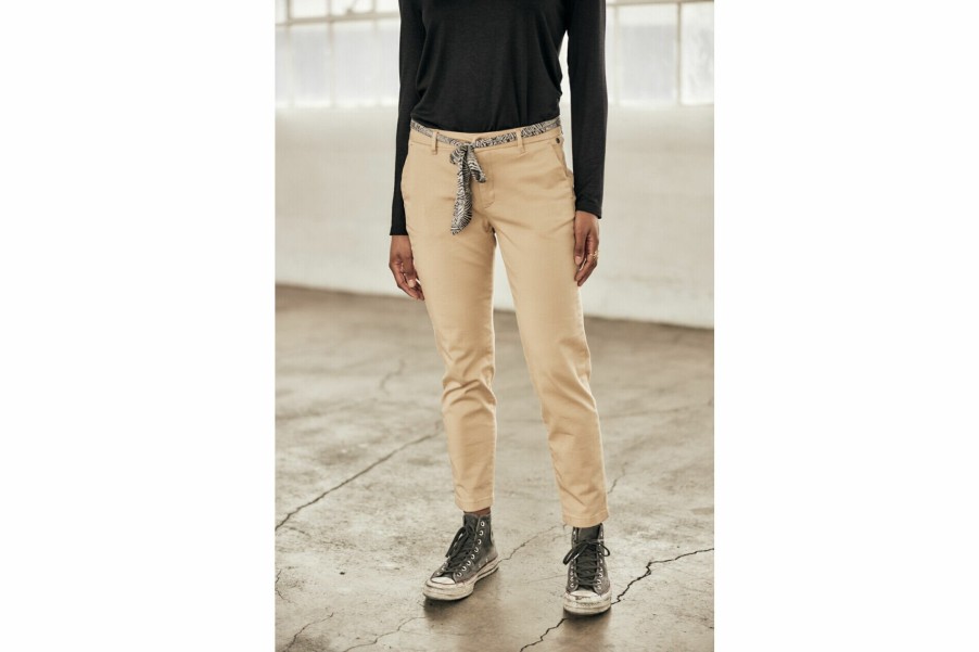 Colored Pants | Freeman T Porter Claudia Felicita Chino Pants Woman, Irish Cream