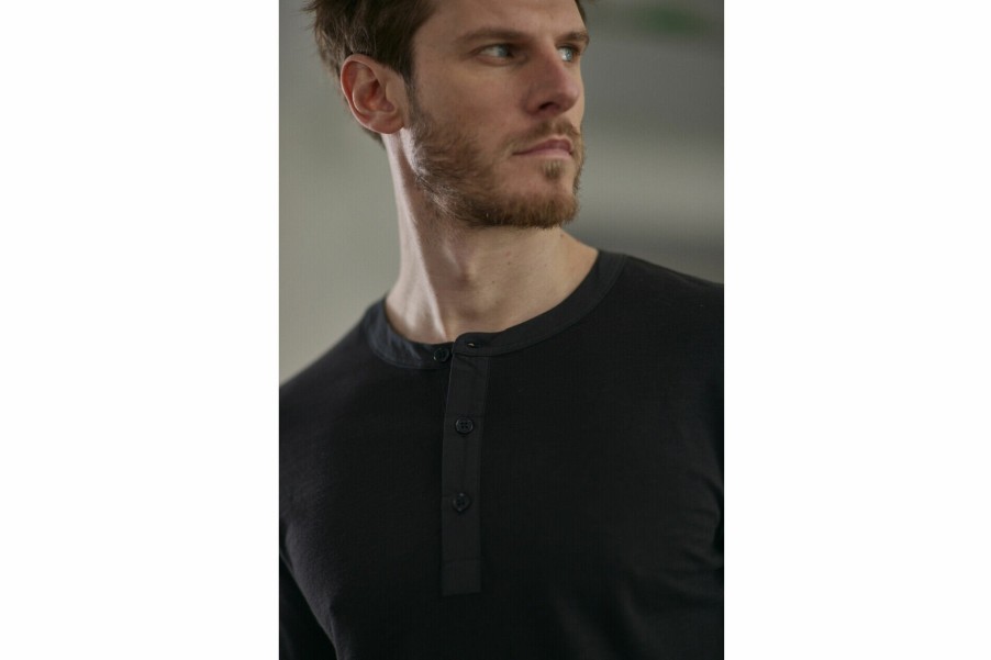 T-Shirts & Polo Shirts | Freeman T Porter Sinbad Henley T-Shirt Man, Black