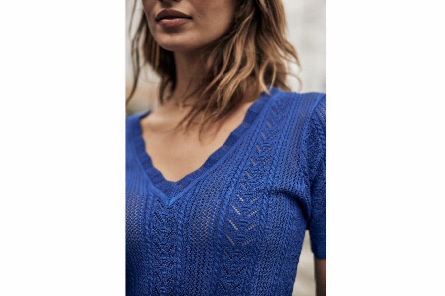 Knitwear | Freeman T Porter Polane Fitted Sweater Woman, Princess Blue