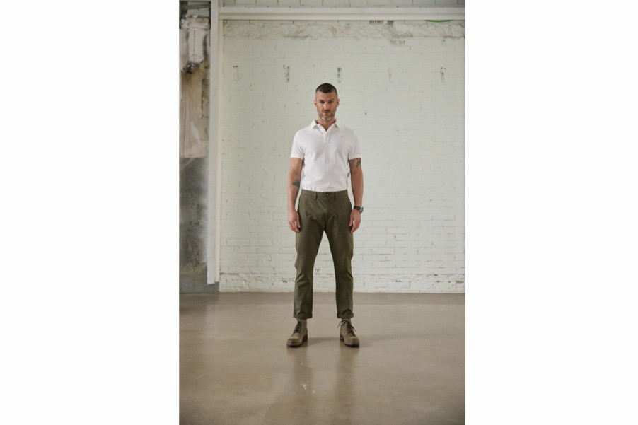 Canvas Pants | Freeman T Porter Bruce Otway Chino Pants Man, Dusty Olive