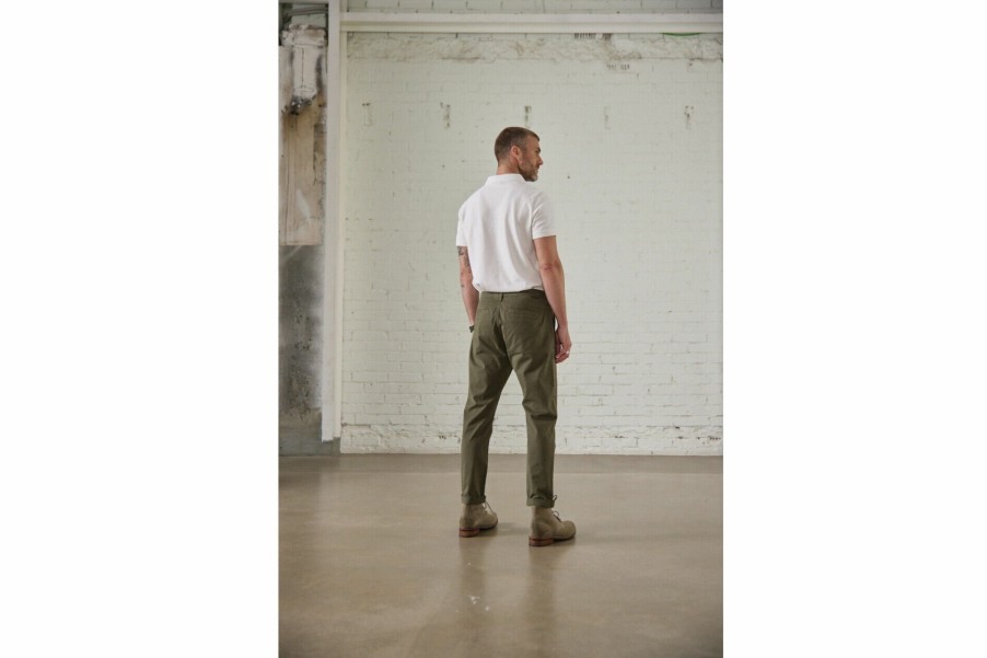 Canvas Pants | Freeman T Porter Bruce Otway Chino Pants Man, Dusty Olive