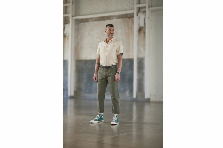 Straight | Freeman T Porter Alexis Yago Cropped Pants Man, Deep Lichen Green