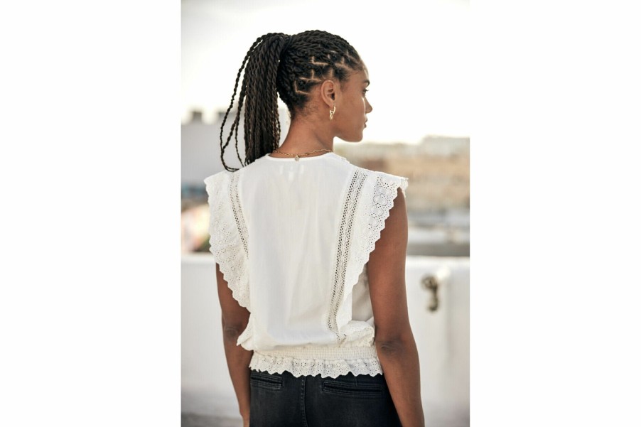 Tops & Shirts | Freeman T Porter Bernia Lace Sleeveless Top Woman, White