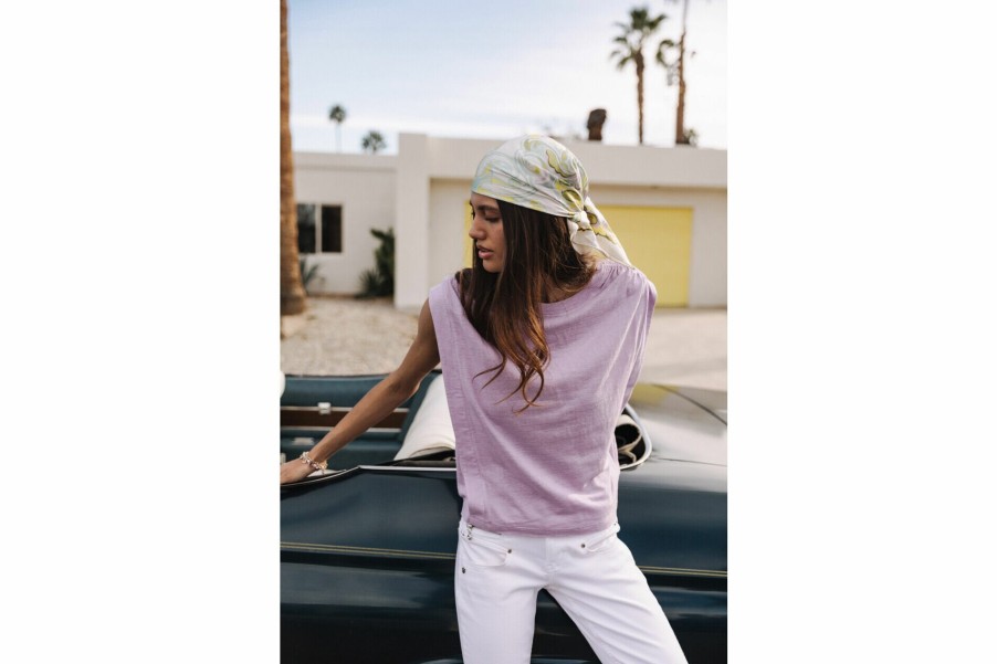 T-Shirts | Freeman T Porter Trenny Linen Sleeveless T-Shirt Woman, Purple Rose