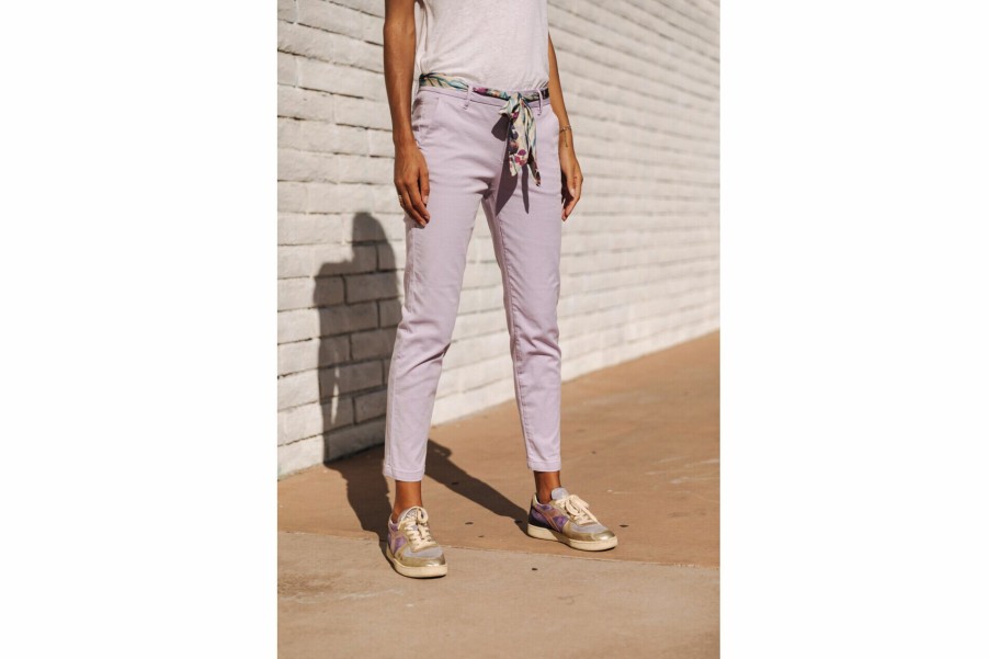 Colored Pants | Freeman T Porter Claudia Felicita Chino Pants Woman, Pastel Lilac