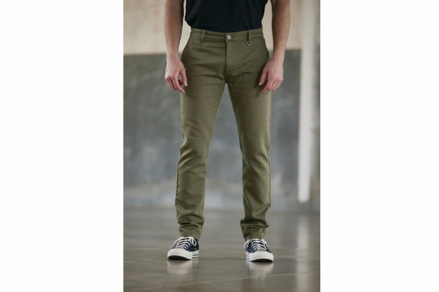 Canvas Pants | Freeman T Porter Gino Epic Slim Fit Chino Pants Man, Deep Lichen Green