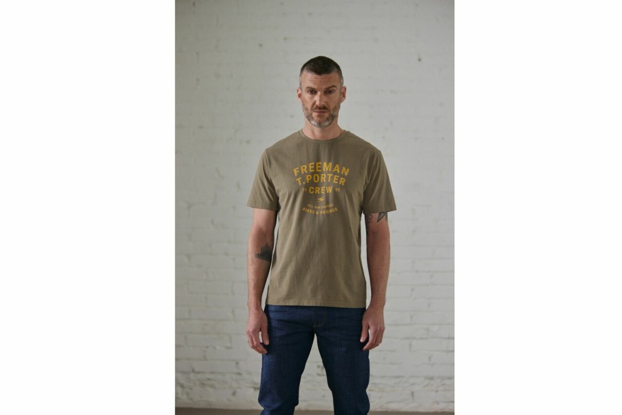 T-Shirts & Polo Shirts | Freeman T Porter Ivander Crew Short Sleeve T-Shirt Man, Deep Lichen Green