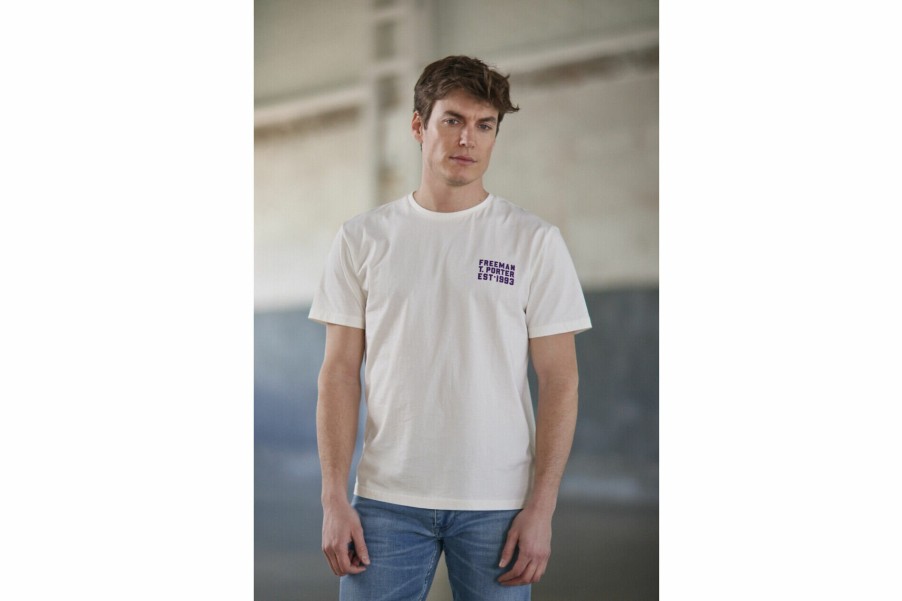 T-Shirts & Polo Shirts | Freeman T Porter Ivander Chill Short Sleeve T-Shirt Man, Egret