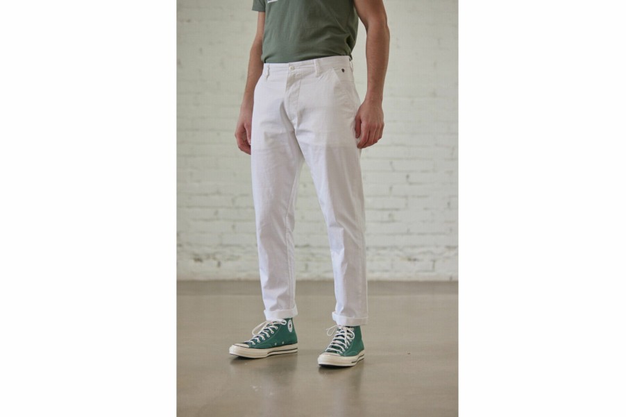 Canvas Pants | Freeman T Porter Bruce Spike Chino Pants Man, Bright White