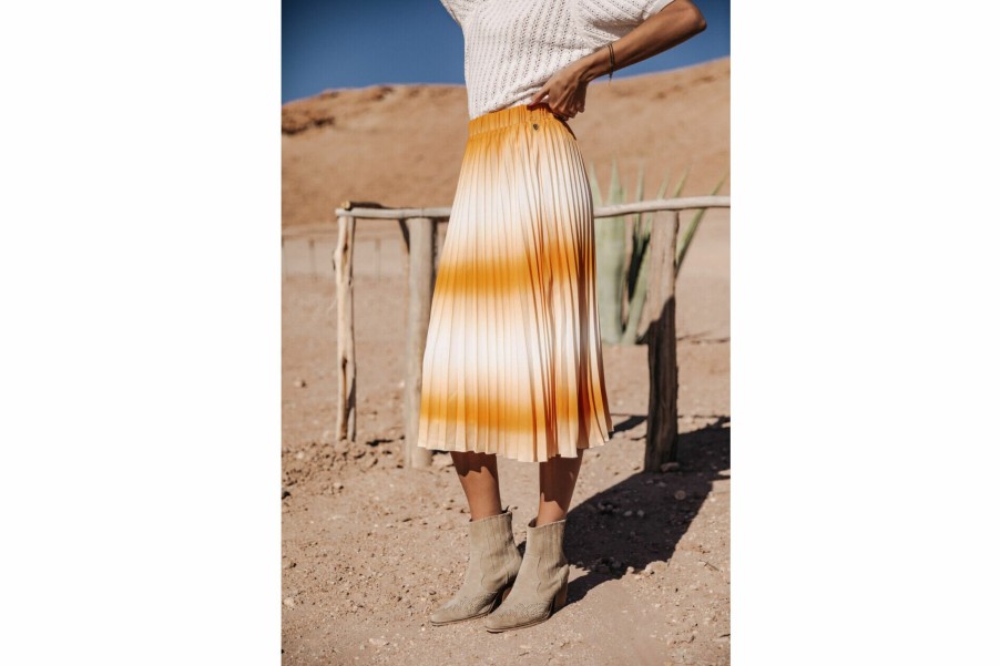 Dresses & Skirts | Freeman T Porter Jeelyne Tie & Dye Pleated Midi Skirt Woman, Cadmium Yellow