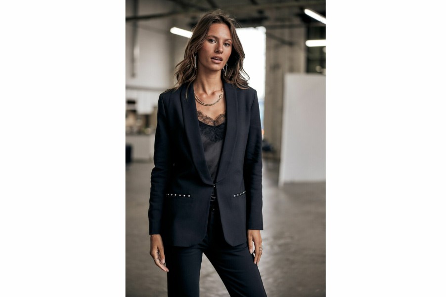 Jackets & Blazers | Freeman T Porter Stessy Polyneo Fitted Blazer Tuxedo Woman, Black