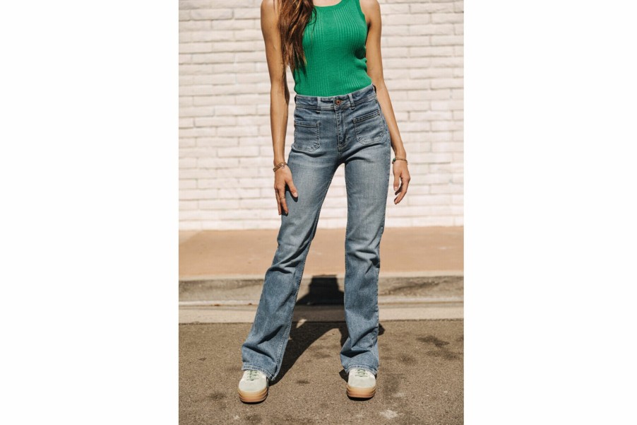 Bootcut | Freeman T Porter Graciella Bootcut High Waist Jeans Woman, Barbade