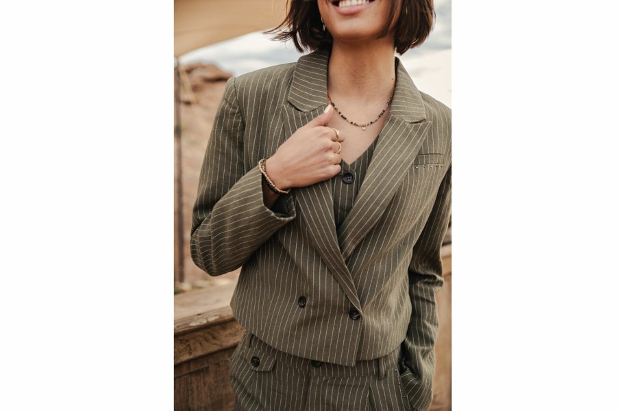 Jackets & Blazers | Freeman T Porter Oceane Corsaire Stripped Short Blazer Woman, Olivine