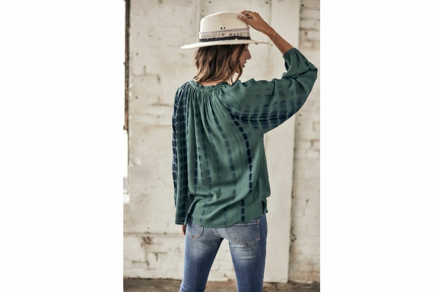 Tops & Shirts | Freeman T Porter Talma Tie & Dye Loose Blouse Long Sleeves Woman, Mallard Green