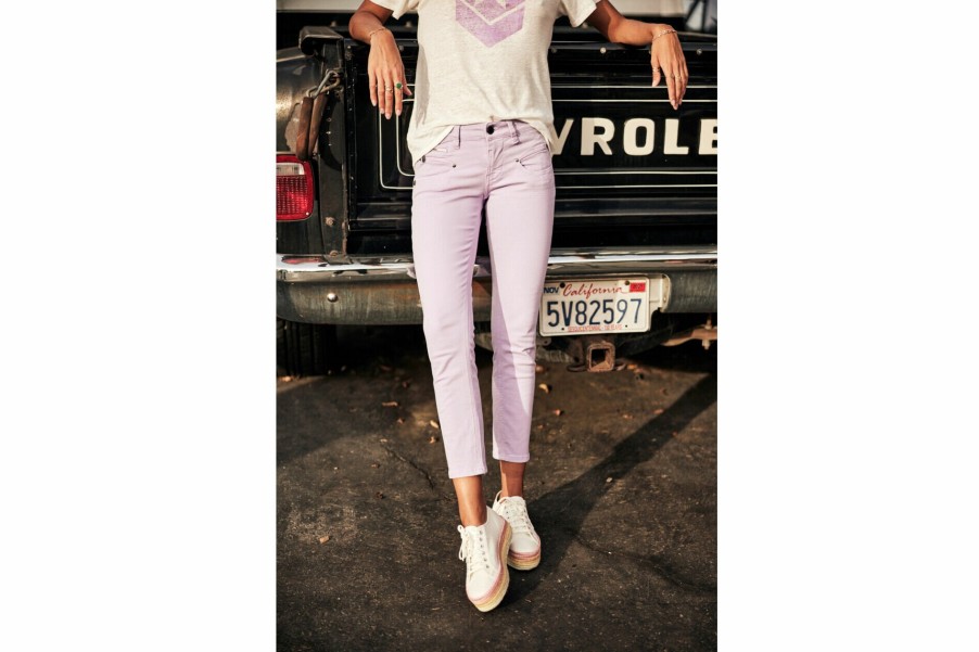 Colored Pants | Freeman T Porter Alexa Cropped New Magic Color Colored Pants Woman, Purple Rose