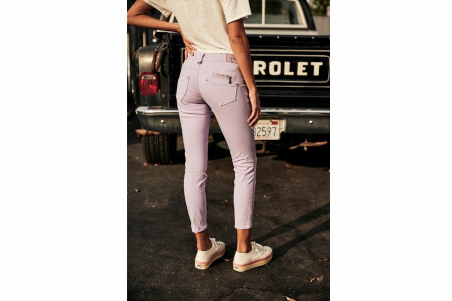 Colored Pants | Freeman T Porter Alexa Cropped New Magic Color Colored Pants Woman, Purple Rose