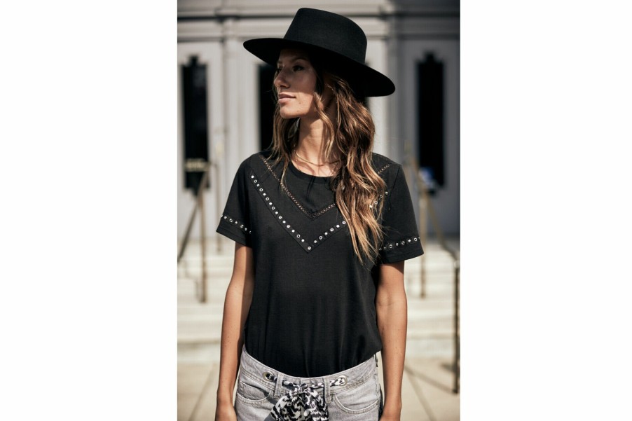 T-Shirts | Freeman T Porter Teddie Studded T-Shirt Woman, Black