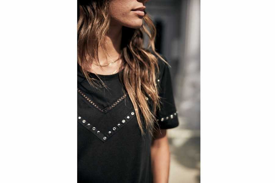 T-Shirts | Freeman T Porter Teddie Studded T-Shirt Woman, Black