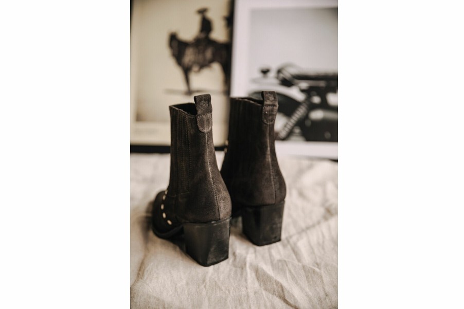 Shoes | Freeman T Porter Teresa Suede Leather Boots Woman, Carbone