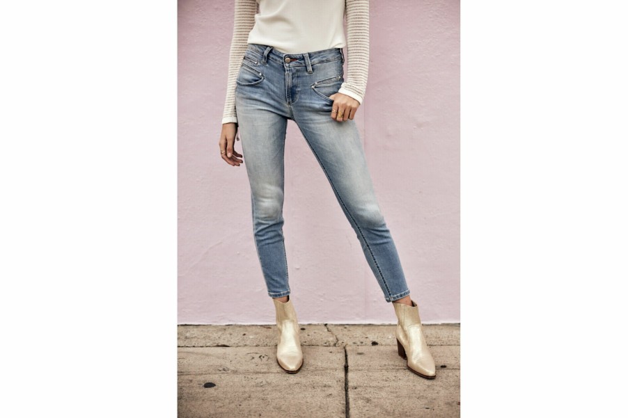 High Waist | Freeman T Porter Alexa High Waist Cropped Skinny Jeans Woman, Saopolo Light